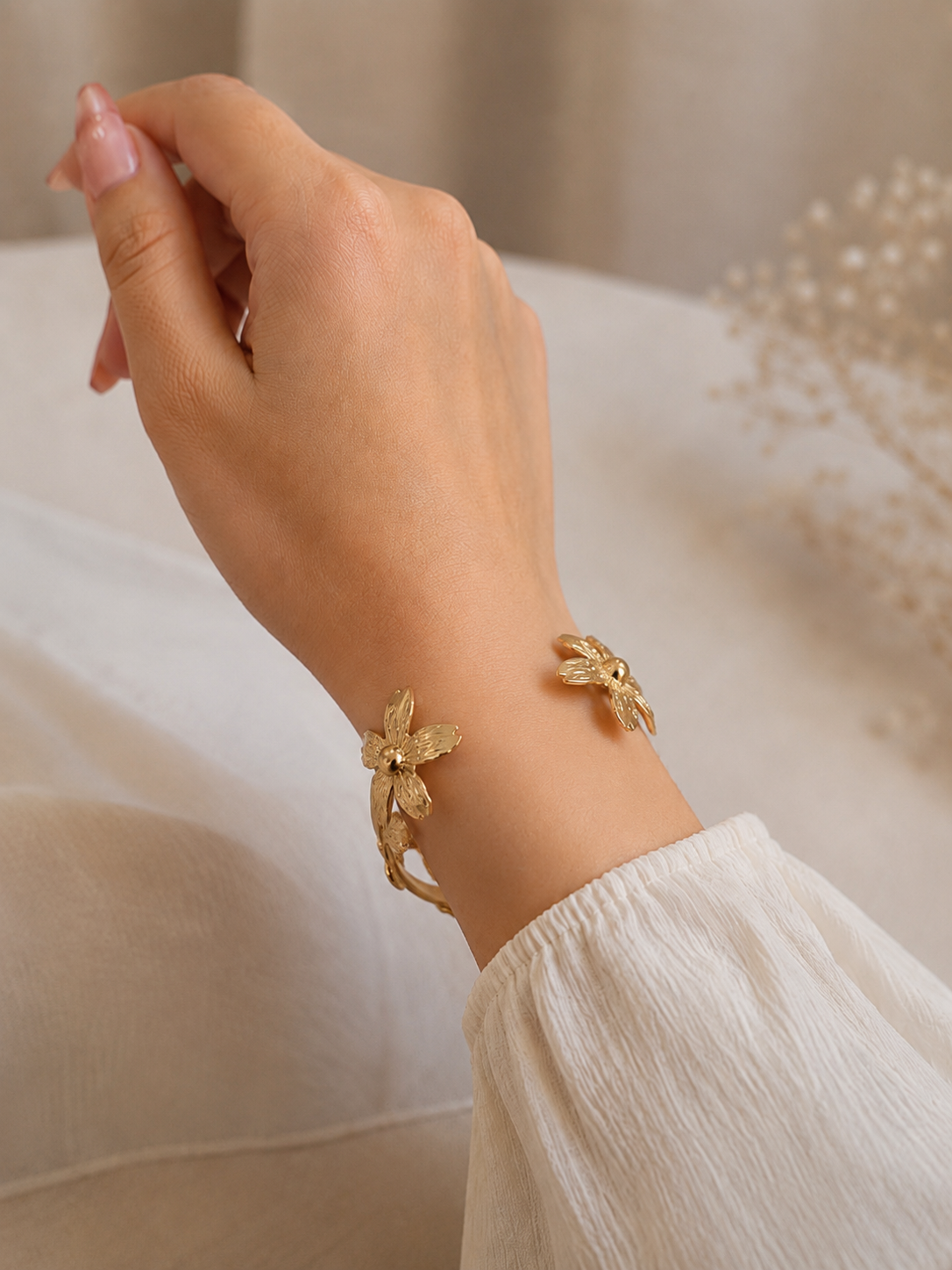 Golden Blossom Cuff Bangle