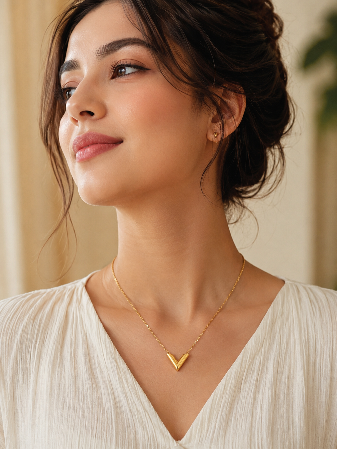 V shaped Gold Necklace