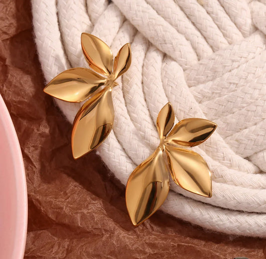 Gold Leaf Stud Earrings