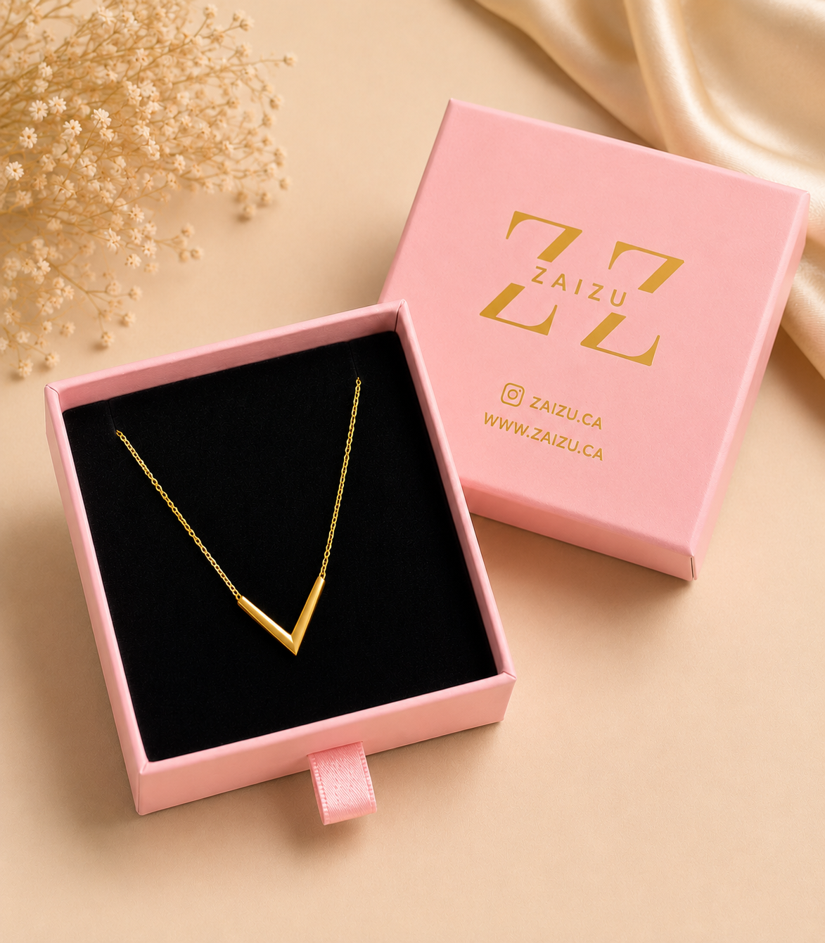 V shaped Gold Necklace