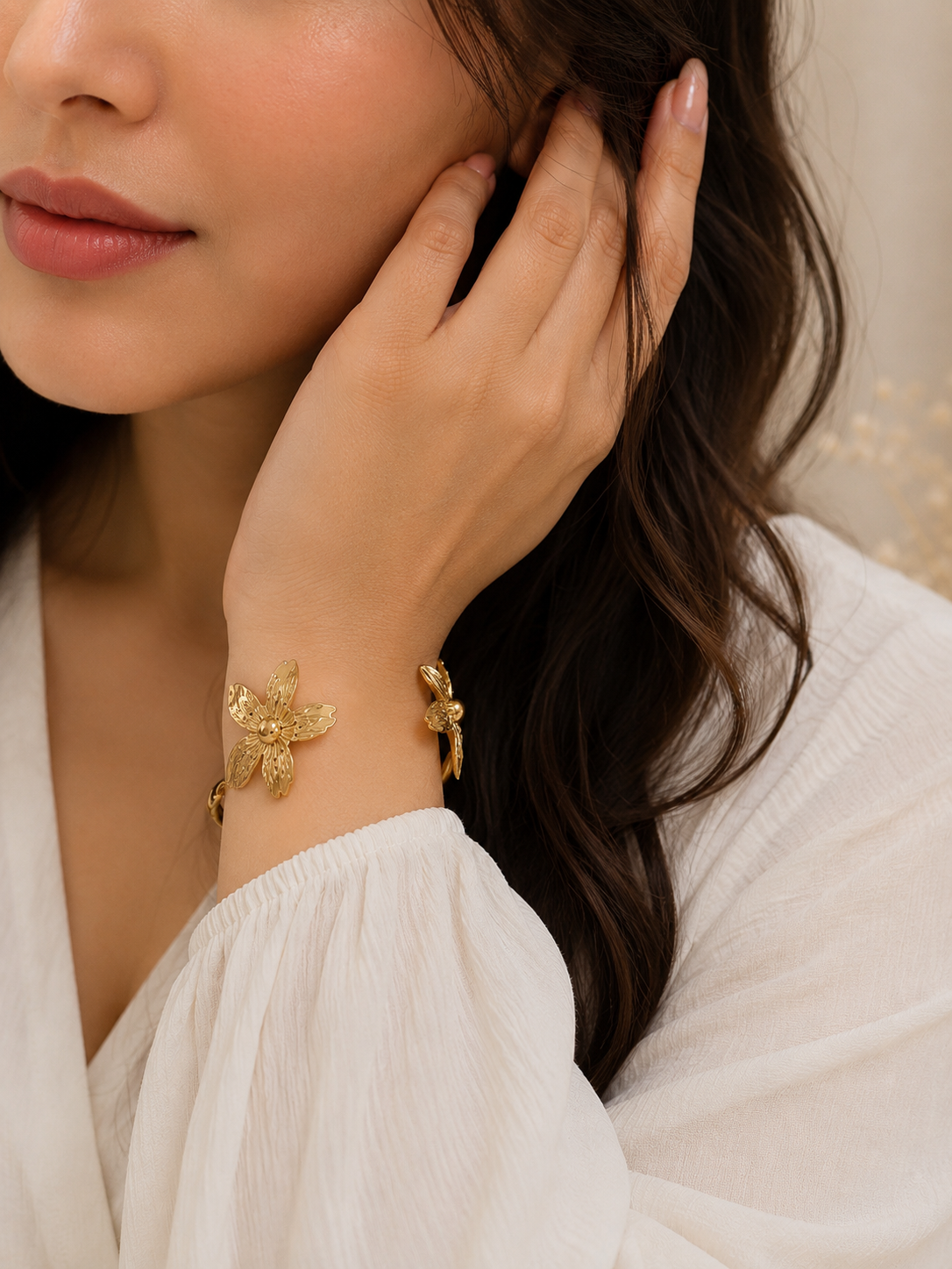 Golden Blossom Cuff Bangle