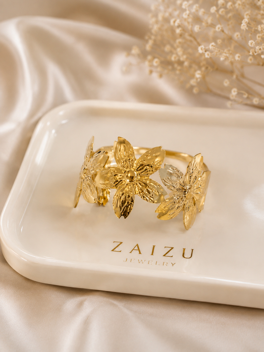 Golden Blossom Cuff Bangle