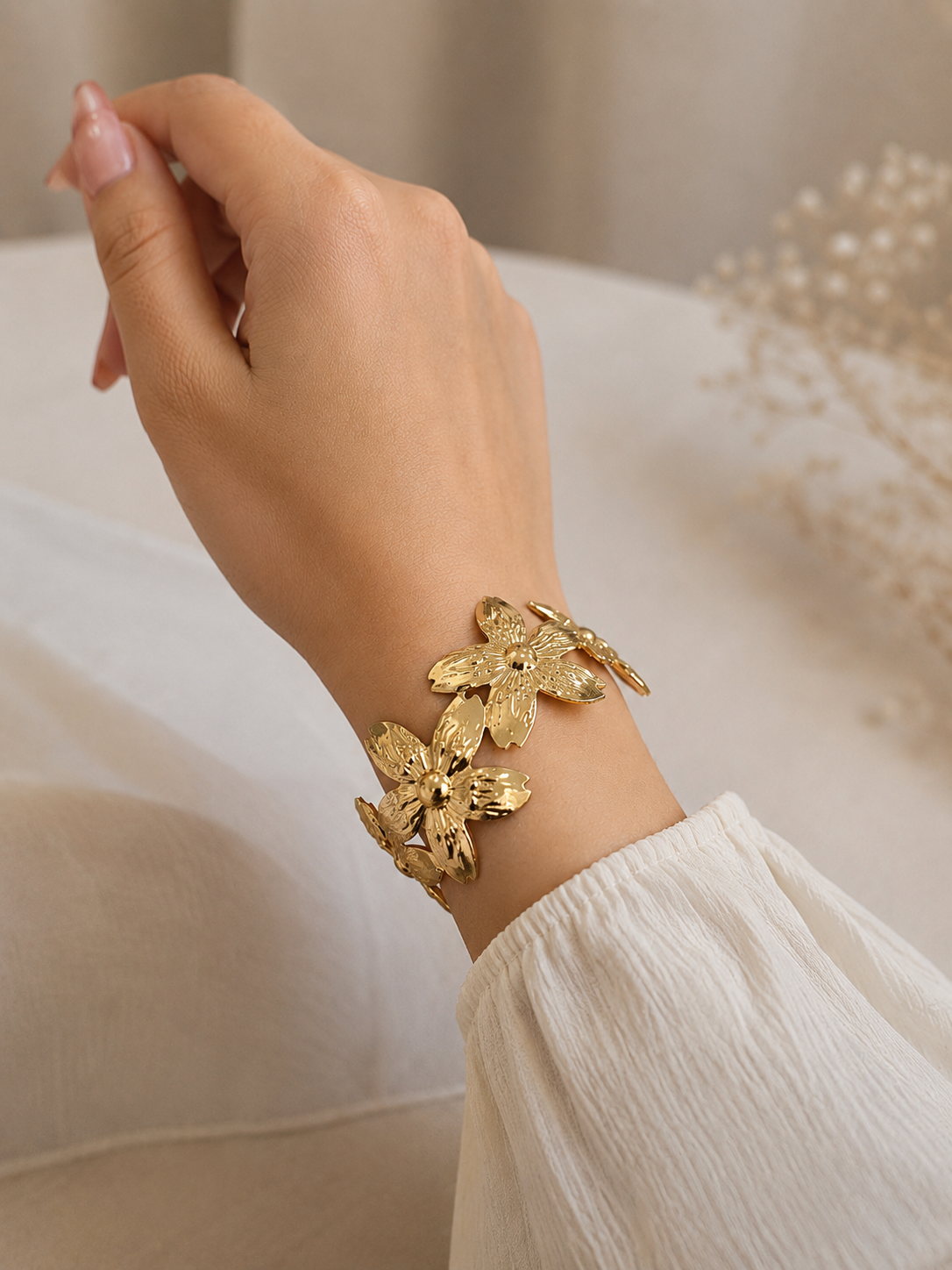 Golden Blossom Cuff Bangle