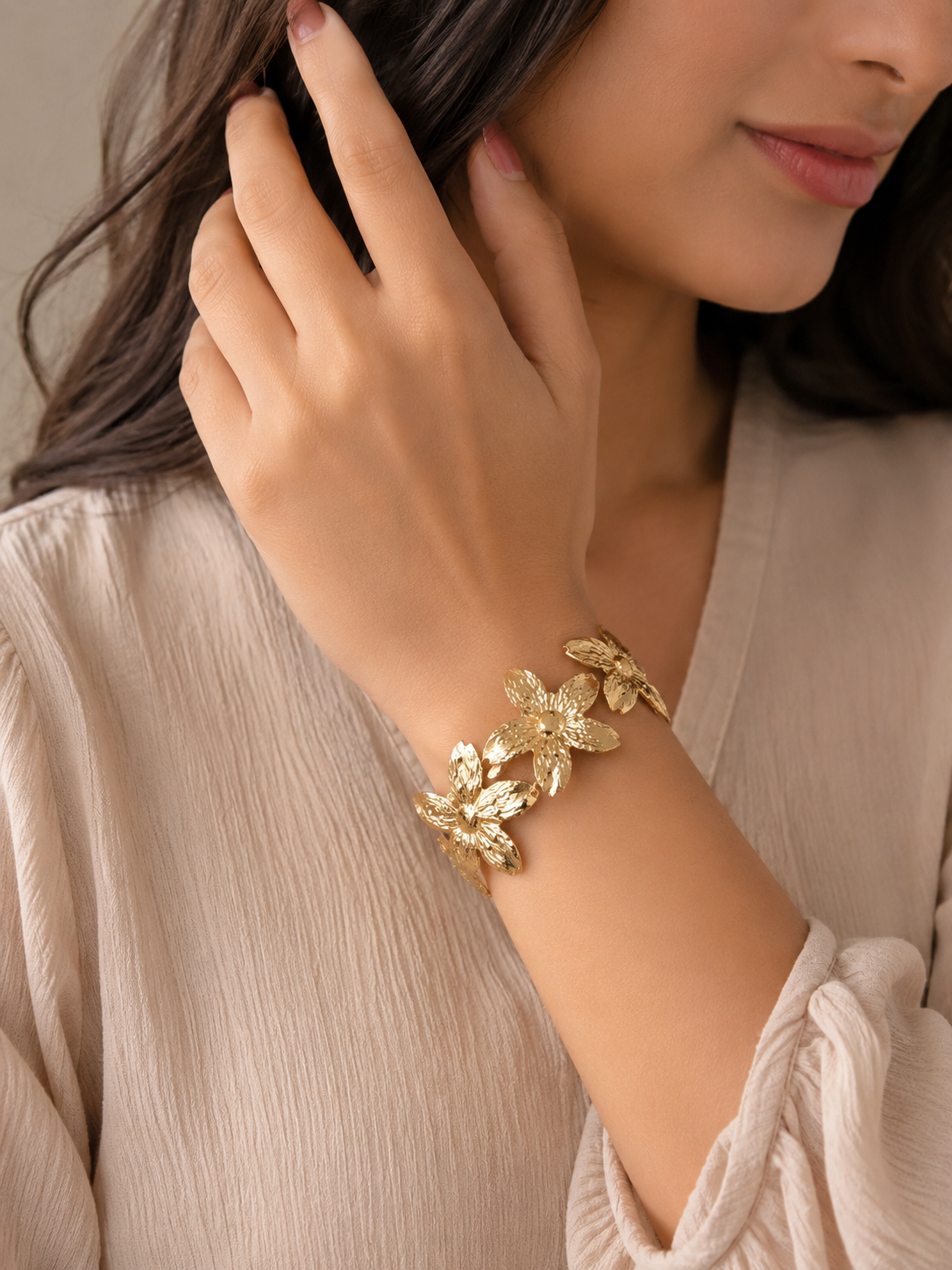 Golden Blossom Cuff Bangle